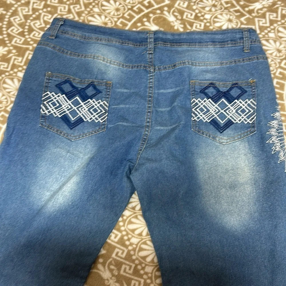 Unbranded Jeans With Embroidery Sz xl Measurements in photos - Picture 8 of 10